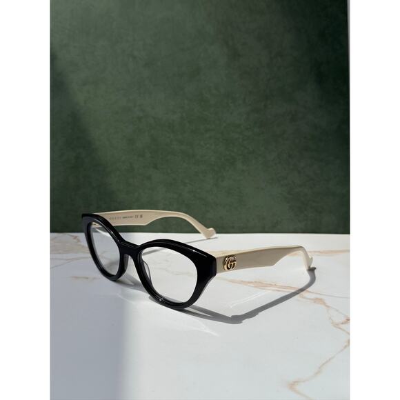 Gucci GG0959O 001 Black Cat-Eye Full-Rim Women NEW Gucci GG0959O Cat Eye Black Ivory Eyeglass Frames